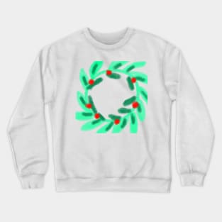 green red watercolor christmas wreath design Crewneck Sweatshirt